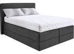 Boxspringbett, grau (anthrazit), B:155cm L:205cm, Microvelours (100% Polyester), WESTFALIA SCHLAFKOMFORT, Komplettbetten, Boxspringbett, wahlweise mit Kaltschaum-Topper