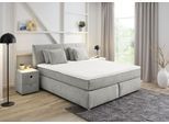 Boxspringbett JOCKENHÖFER GRUPPE "Carla", wahlweise mit oder ohne Bettkasten", grau (grau 417, 19), L:223cm, Topper: 100% Polyurethan, Bezug (100% Polyester) abnehmbar und waschbar bis 60º C;Spiegelfläche der Matratze: 100% Polyester;Bettgestell und seitliche Einfassung der Matratzen: Chenille (100% Polyester), Komplettbetten, Boxspringbett, inkl. 4 Kissen, erhältlich in den Breiten 160 & 180cm