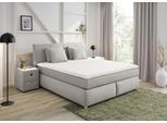 Boxspringbett JOCKENHÖFER GRUPPE "CARLA, wahlweise mit Bettkasten, Inkl. Topper & 4 Kissen", beige (beige, grau 414, 07), L:223cm, Topper: 100% Polyurethan, Bezug (100% Polyester) abnehmbar und waschbar bis 60º C;Spiegelfläche der Matratze: 100% Polyester;Bettgestell und seitliche Einfassung der Matratzen: Webstoff (100% Polyester), Komplettbetten, Boxspringbett, wahlweise mit Chenille oder Websto