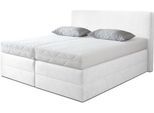 Boxspringbett, weiß, B:215cm L:205cm, Microvelours (100% Polyester), WESTFALIA SCHLAFKOMFORT, Komplettbetten, Boxspringbett, wahlweise mit Kaltschaum-Topper