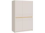 Highboard FORTE "Oak Squere, Highboard inklusive Beleuchtung, Soft Close", beige (mauvella eiche, sand), B:95,3cm H:146,7cm T:41,5cm, Holzwerkstoff, Sideboards, Highboard, B/H/T 95,3/146,7/41,5 cm 4türig