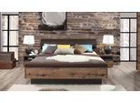 Bett FORTE "Jacky, Belastbarkeit 250 kg, Stauraum", braun (schlammeichefarben, schwarzeichefarben, braun), B:220cm L:242cm, Betten, Bett, Polsterkopfteil und integrierte Bettbank aus FSC-Holzwerkstoff