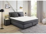 Boxspringbett JOCKENHÖFER GRUPPE "Carla", wahlweise mit oder ohne Bettkasten", grau (anthrazit 417, 09), L:223cm, Topper: 100% Polyurethan, Bezug (100% Polyester) abnehmbar und waschbar bis 60º C;Spiegelfläche der Matratze: 100% Polyester;Bettgestell und seitliche Einfassung der Matratzen: Chenille (100% Polyester), Komplettbetten, Boxspringbett, inkl. 4 Kissen, erhältlich in den Breiten 160 & 180