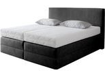 Boxspringbett, schwarz, B:215cm L:205cm, Microvelours (100% Polyester), WESTFALIA SCHLAFKOMFORT, Komplettbetten, Boxspringbett, wahlweise mit Kaltschaum-Topper