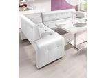 Essbank EXXPO - SOFA FASHION "Barista, bequem und elegant, hohe Bodenfreiheit", weiß (schlamm), B:265cm H:83cm T:199cm, Luxus-Microfaser (100% Polyester), Sitzbänke, Essbank, Eckbank Barista bequem und elegant, hochwertige Detailverarbeitung