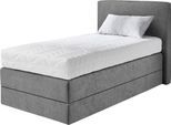 Boxspringbett, grau, B:105cm L:205cm, Microvelours (100% Polyester), WESTFALIA SCHLAFKOMFORT, Komplettbetten, Boxspringbett, wahlweise mit Kaltschaum-Topper