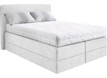 Boxspringbett, weiß, B:155cm L:205cm, Microvelours (100% Polyester), WESTFALIA SCHLAFKOMFORT, Komplettbetten, Boxspringbett, wahlweise mit Kaltschaum-Topper