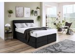 Boxspringbett, schwarz, B:155cm L:205cm, Microvelours (100% Polyester), WESTFALIA SCHLAFKOMFORT, Komplettbetten, Boxspringbett, wahlweise mit Kaltschaum-Topper