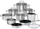 Topf-Set RÖSLE "MOMENTS, 10-tlg. Töpfe+Pfannen", silber (silberfarben), Töpfe, Topf-Set