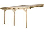 Terrassendach WEKA "671, verschiedene Größen", braun (kdi), B:424cm T:257cm, Kunststoff, Massivholz, Terrassenüberdachungen, Terrassendach, Pfostenstärke 90 mm