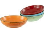 Schale CREATABLE "Nature Collection, Poke Bowl, Ø 22,5 cm, 4-tlg", orange (mediterran), H:6cm Ø:22,5cm, Steinzeug, Schüsseln, Schale, Handwerklicher Look, Vintage, Höhe 6 cm