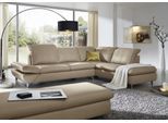 Ecksofa W.SCHILLIG "Taoo, elegant und zeitlos, bequem, L-Form, Breite 296cm", braun (stone z59), B:296cm H:84cm T:242cm, Longlife Xtra-Leder Z59: Glattleder mit modischer Prägung. Hautstärke 0, 9 - 1, 1 mm, Sofas, Ecksofa, mit Sitziefenverstellung & Kopfteilverstellung