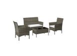 Ambia Garden Gartenset, Creme, Grau, Schwarz, Textil, 4-teilig, Füllung: Schaumstoff, Tisch mit Glasplatte, Gartenmöbel, Gartenmöbel-Sets