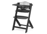 Kinderkraft Hochstuhl Enock, Schwarz, Holz, Buche, massiv, 49x73x49 cm, Fußstütze verstellbar, Sitzfläche Essbrett abnehmbar, höhenverstellbar, Schrittgurt, 3-Punkt-Gurt, Tablett, Snacktablett, Babymöbel, Hochstühle & Zubehör, Hochstühle