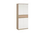 Livetastic Schuhschrank Naia, Weiß, Eiche, Holzwerkstoff, Holzoptik, 8 Fächer, 1 Schublade(n) Schubladen, 80.4x191.7x40 cm, FSC Mix, Made in Denmark, stehend, Garderobe, Schuhaufbewahrung, Schuhschränke