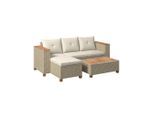 Ambia Garden Gartenset, Akazie, Beige, Holz, Metall, Kunststoff, Textil, 3-teilig, Akazie, massiv, Füllung: Polyester, Polyurethan (Pur), Polypropylen,Polyester, Polypropylen, 184x118 cm, Kissen, Auflage,wetterbeständig, Gartenmöbel, Gartenmöbel-Sets