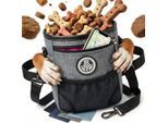 HUND IST KÖNIG ® Premium Leckerlibeutel für Hunde | Robuster Futterbeutel Hunde mit viel Stauraum grau/ rosa