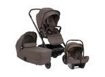 Nuna Kinderwagenset Mixx Next, Graubraun, Kunststoff, 3-teilig, 60x110x82 cm, UV 50+, ECE R 129 i-Size, Feststellbremse, Fußstütze abklappbar, Federung, kugelgelagerte Räder, 5-Punkte-Gurt, für Babyschale geeignet, Transportsicherung, Sitz umsetzbar, abnehmbarer Schutzbügel, Teleskopgriff, verstellbare Adapter,abnehmbarer und waschbarer Bezug, ergonomischer Tragebügel, feststellbare Schaukelfunkti