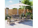 Ambia Garden Gartenset, Hellgrau, Teak, Holz, Textil, 4-teilig, Akazie, Hartholz, Füllung: Komfortschaum,Komfortschaum, 85x116x60 cm, Gartenmöbel, Gartenmöbel-Sets