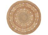 Teppich CARPETFINE "Juteteppich Dana", beige (natur), B:150cm H:5mm Ø:150cm, Jute, Teppiche, Teppich