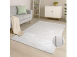 Teppich CARPET CITY "WAVES 503", hell, taupe, B:200cm H:12mm L:290cm, Obermaterial: 100% Polyester, Teppiche, Teppich, Kurzflor, Hochtief-Muster/ 3D-Effekt, Uni, Wohnzimmer, Schlafzimmer