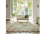 Wollteppich FLAIR RUGS "Bryony Floral", grün, B:160cm H:10mm L:230cm, Wolle, Teppiche, Wolltepich, Esszimmer, Wohnzimmer, Flur