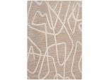 Teppich FLAIR RUGS "Micah", beige, B:120cm H:12mm L:170cm, Kunstfaser, Teppiche, Teppich, Hoch-niedriger Flor in Wolle-Optik