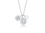 Kette mit Anhänger ELLI "Blume Smiling Flower Disc Buchstabe 925 Silber", silber, Halsketten, Damen, 45, ohne Stein, Silber 925 (Sterlingsilber), L: 45