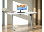 Schreibtisch VCM "Schreibtisch höhenverstellbar Lona 140x80", weiß (silber, weiß), B:140cm T:80cm, Tische, Schreibtisch