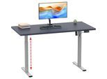 Schreibtisch VCM "Schreibtisch höhenverstellbar Lona 140x80", schwarz (silber, anthrazit), B:140cm T:80cm, Tische, Schreibtisch