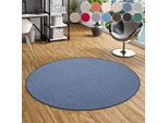 Teppich OTTO HOME "Fortis, Schlinge, Made in Netherlands", blau (dunkelblau), H:5mm Ø:240cm, Kunstfaser, Teppiche, Teppich, Uni Farben, gekettelt, strapazierfähig, Wohnzimmer