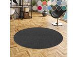 Teppich OTTO HOME "Fortis, Schlinge, Made in Netherlands", schwarz (schwarz grau), H:5mm Ø:200cm, Kunstfaser, Teppiche, Teppich, Uni Farben, gekettelt, strapazierfähig, Wohnzimmer