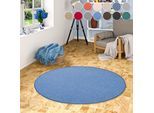 Teppich OTTO HOME "Fortis, Schlinge, Made in Netherlands", blau, H:5mm Ø:240cm, Kunstfaser, Teppiche, Teppich, Uni Farben, gekettelt, strapazierfähig, Wohnzimmer