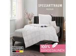 Gänsedaunenbettdecke SPESSARTTRAUM "Premium****, hergestellt in Deutschland, Bettdecken für Sommer, Winter", weiß, B:200cm L:200cm, Bezug: 100% Baumwolle. Füllung: 100% Gänsedaunen, Bettdecken, 4 Wärmeklassen & 5 Größen, Bestseller