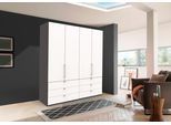 Falttürenschrank WIEMANN "Loft, Kleiderschrank, Schrank, Wäscheschrank, mit Glasfront", weiß (havanna, weiß glas), B:200cm H:216cm T:58cm, Schränke, inkl. gepämpften Schubkästen und Türen, mit Panoramaöffnung