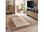 Wollteppich THEKO "Skylight", beige, B:120cm H:21mm L:180cm, Schurwolle, Teppiche, handgeknüpft, reine Schurwolle, mit Bordüre