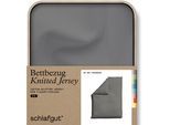 Bettbezug SCHLAFGUT "Premium Bettbezug Knitted Jersey (1 St)", grau (grau mid), B:155cm L:220cm, Jersey, Obermaterial: 95% Baumwolle, 5% Elasthan, Bettbezüge, Ton-in-Ton Reißverschluss, Bio-Baumwolle mit Elasthan, Uni, OEKO Tex