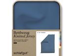 Bettbezug SCHLAFGUT "Premium Bettbezug Knitted Jersey (1 St)", blau (blau mid), B:155cm L:220cm, Jersey, Obermaterial: 95% Baumwolle, 5% Elasthan, Bettbezüge, Ton-in-Ton Reißverschluss, Bio-Baumwolle mit Elasthan, Uni, OEKO Tex