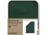 Bettbezug SCHLAFGUT "Premium Bettbezug Knitted Jersey (1 St)", grün (grün deep), L:200cm, Jersey, Obermaterial: 95% Baumwolle, 5% Elasthan, Bettbezüge, Ton-in-Ton Reißverschluss, Bio-Baumwolle mit Elasthan, Uni, OEKO Tex