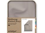 Bettbezug SCHLAFGUT "Premium Bettbezug Knitted Jersey (1 St)", beige (sand mid), B:155cm L:220cm, Jersey, Obermaterial: 95% Baumwolle, 5% Elasthan, Bettbezüge, Ton-in-Ton Reißverschluss, Bio-Baumwolle mit Elasthan, Uni, OEKO Tex