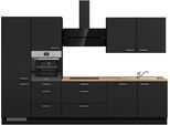 Küchenzeile NOBILIA "Touch II", NEU: individuell anpassbar mit gratis Profi-Beratung", schwarz (küche: schwarz, korpus: schwarz, arbeitsplatte: eiche sierra nachbildung), B:330,3cm H:216,6cm T:60cm, Komplettküchen-Sets, Küchenzeile, vormontiert, Breite 330 cm, Ausrichtung wählbar, wahlw. mit E-Geräten