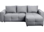 Ecksofa EXXPO - SOFA FASHION, grau (denim), B:261cm H:95cm T:158cm, Sofas, Ecksofa, Praktische Funktionsecke mit Federkern, Bettfunktion und Stauraum