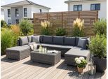 Gartenlounge-Set KONIFERA "New York", grau, Polyrattan, Sitzmöbel-Sets, Gartenlounge-Set, Tisch 110x65 cm, Aluminium,Polyrattan,individuell stellbar,10 Personen