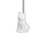 WC-Garnitur WENKO "Cat Weiß", weiß, B:14cm H:22cm L:17cm, Keramik, Reinigungsbürsten, WC-Garnitur, Keramik