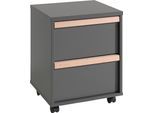 Rollcontainer VIPACK "London", grau (anthrazit), B:41,8cm H:60cm T:44cm, Holzwerkstoff, Rollwagen, Rollcontainer, mit Melamin-Oberfläche