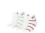 Kurzsocken TOMMY HILFIGER "TH UNI TJ QUARTER 4P BRETON STRIPE ECOM", Damen, Gr. 35-38, rot, weiß, gelb, Obermaterial: 74% Baumwolle, 24% Polyamid, 2% Elasthan, Socken
