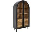 Livetastic Vitrine, Natur, Schwarz, Holz, Glas, Mangoholz, Holz, 4 Fächer, 6 Schublade(n) Schubladen, 96x170x40 cm, Holzmöbel, Holzschränke, Vitrinen Holz, Vitrinenschränke Holz
