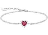 Armband THOMAS SABO "Romance Herz-Armband" Gr. 19, rot (silberfarben, rot, weiß, rot, weiß), Armbänder, Damen, 19, Silber 925 (recycelt), Armband, mit Rubin (synth.), Zirkonia (synth.)