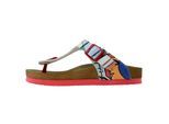 Zehentrenner DOGO "Lila Zehentrenner Cubic Faces Damen Sandalen", Damen, Gr. 38, Normalschaft, bunt (mehrfarbig), Lederimitat, Schuhe Zehentrenner, Handgefertigt