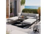 Loungegarnitur Malina Hellgrau Metall/Outdoorstoff